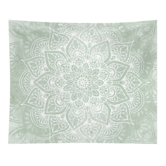 Mandala, Yoga Love, Sage Green, Boho Art Tapestry