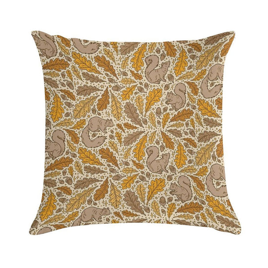 Oak & Squirrels  Animal Autumn Nature Pattern Soft Ultra-Soft Texture Throw Pillow