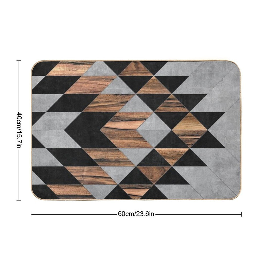 Urban Tribal Pattern No.10 - Aztec - Concrete And Wood  Fade-Resistant Bath Mat
