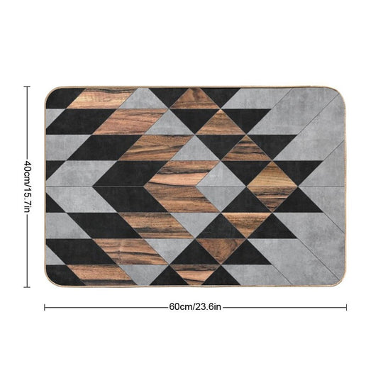 Urban Tribal Pattern No.10 - Aztec - Concrete And Wood  Fade-Resistant Bath Mat