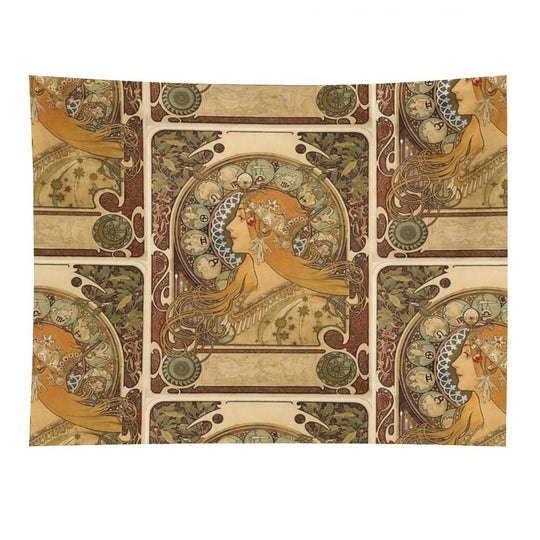 Zodiac Lady Art Nouveau Vintage Art - Alphonse Mucha Tapestry