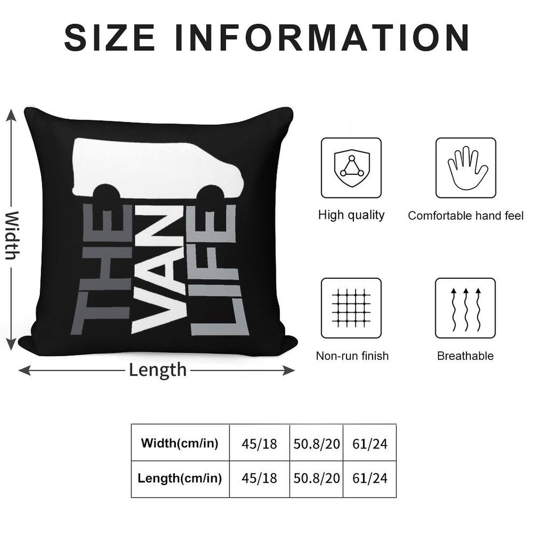 The Van Life Logo  Greyscale Soft Easy Maintenance Throw Pillow