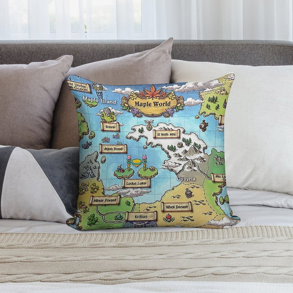 World Map (MapleStory) Soft Anti-Pilling Throw Pillow
