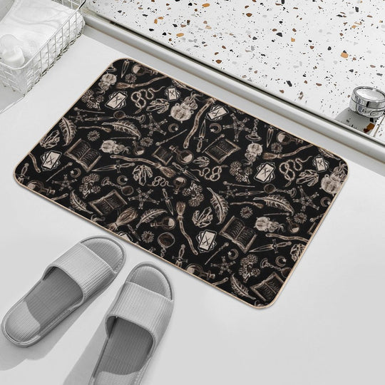 Modern Witches Altar in Black And Gold  Dirt-Trapping Bath Mat