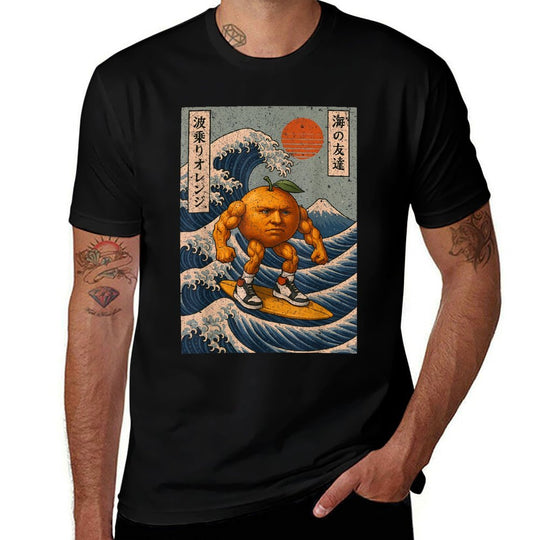 Surfing U Din Din Din Din Dun Wave Retro Japanese Meme  Easy-care T-Shirt