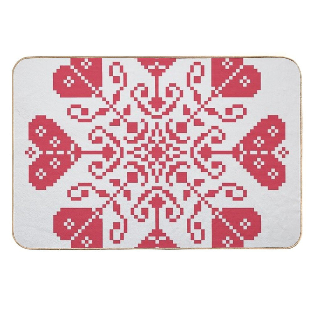 Heart Blossom Traditional German Cross Stitch  Toxin-Free Bath Mat
