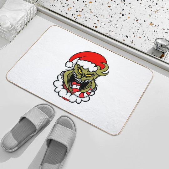 Evill Grinchs Santa Christmas Candy Cane Funny Creepy Holiday  Easy To Clean Bath Mat
