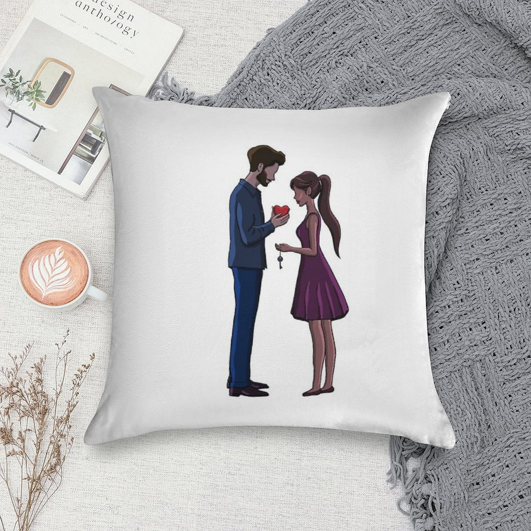 Man Gives His Heart to His Love Soft Luxury Feel Throw Pillow