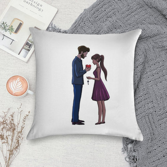 Man Gives His Heart to His Love Soft Luxury Feel Throw Pillow