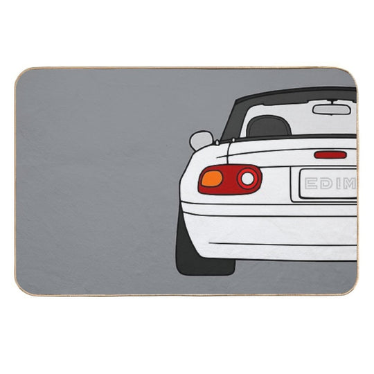Mazda Miata MX-5 Rearview White Color  Repositionable Bath Mat