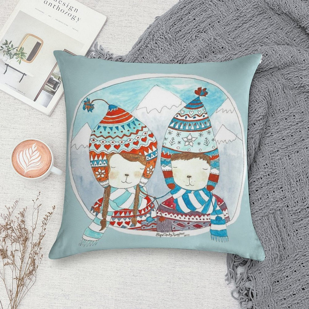 Winter Hats Mint Soft Bedroom Essential Throw Pillow
