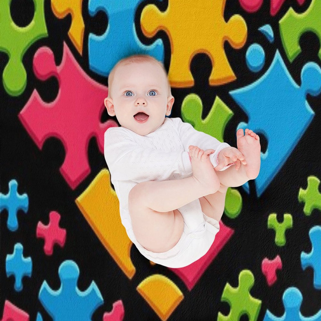 Autism Awareness Month ASD Neurodiversity Easy Care Throw Blanket