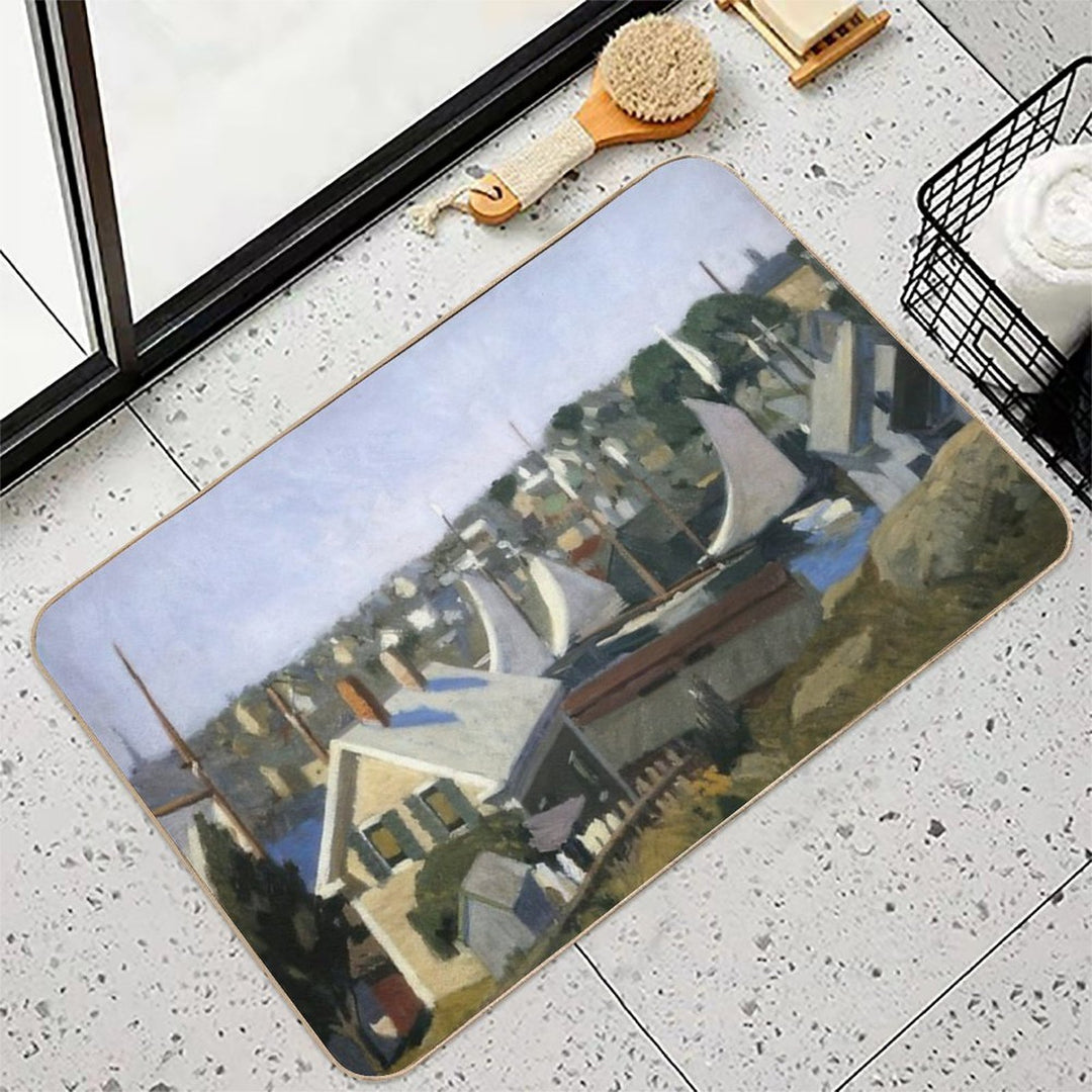 Gloucester Harbor   1912 by Edward Hopper  Odorless Bath Mat