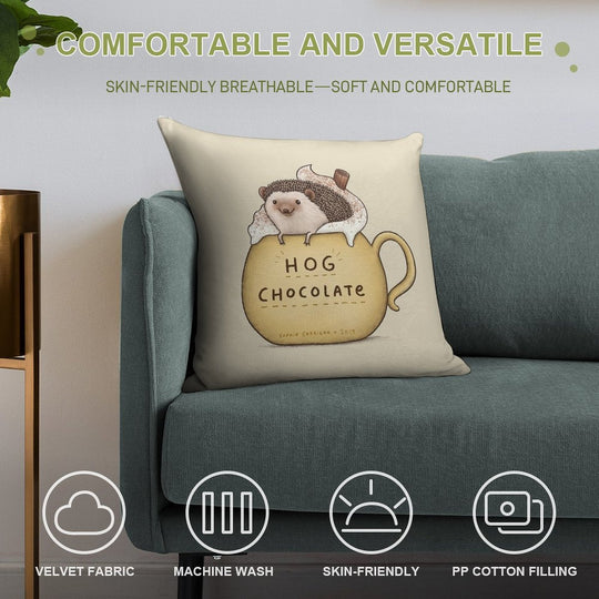 Hog Chocolate Soft Decorative Cover Throw Pillow