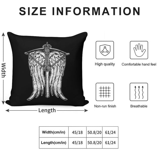 Angel Wings And Crossbow (Dirty) Soft Hidden Zipper Throw Pillow