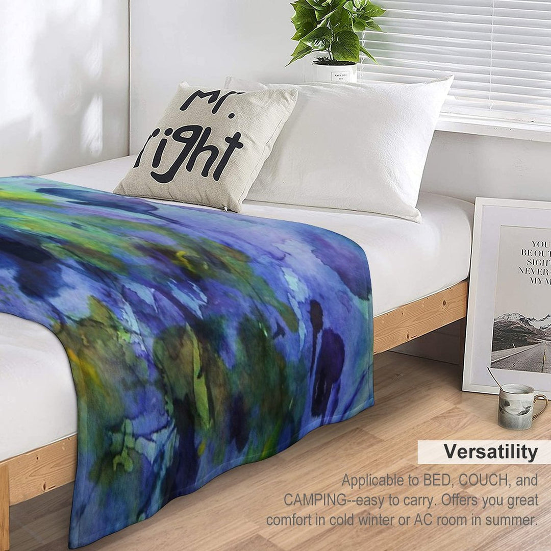 Watercolor in Purple And Green Durable Throw Blanket