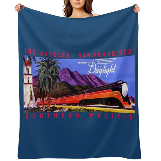 1930s Daylight Railroad Train Easy Care Throw Blanket