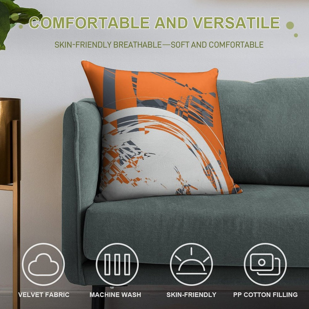 Orange Grey Soft High-Density Material Throw Pillow