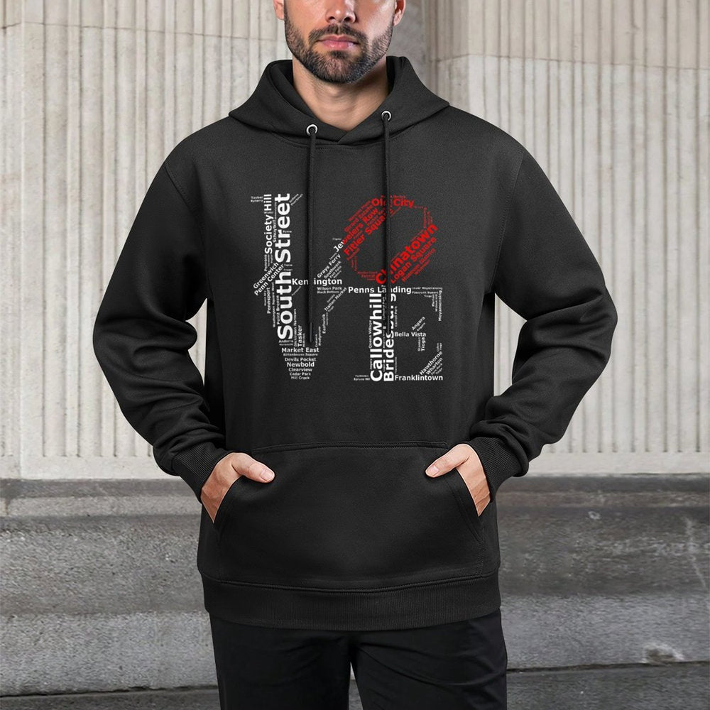 Philadelphia Love Park Statue Philly Neighborhoods V2 Versatile Streetwear Hoodie
