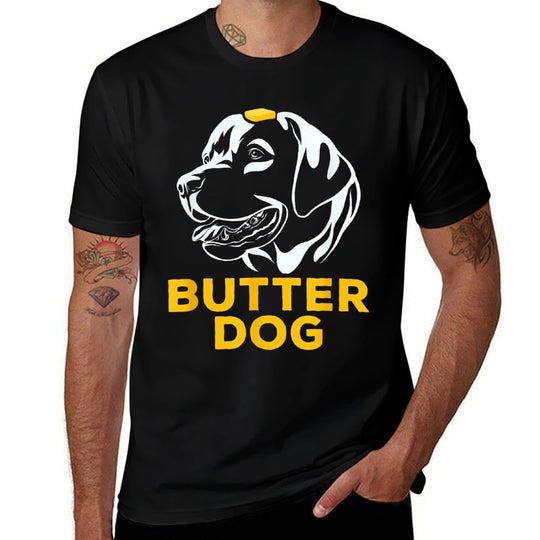 Butter Dog - The Dog With The Butter On Him Funny Meme Men Women  Ribbed Collar T-Shirt