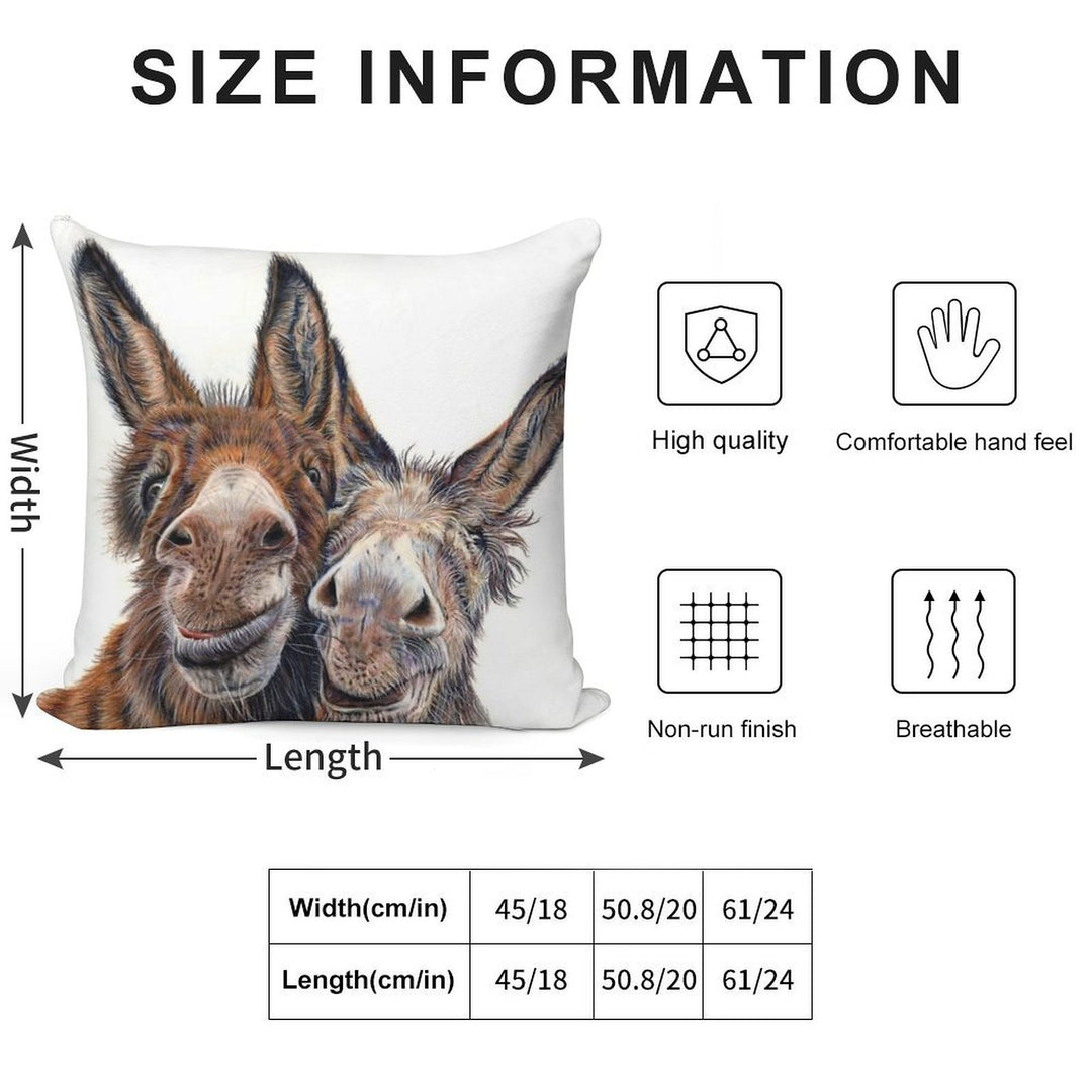 Donkeys - Hee Haw Soft Reinforced Edging Throw Pillow
