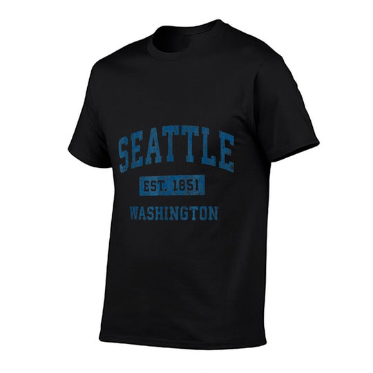 Seattle Washington WA Vintage Sports Design Navy Print  Affordable Price T-Shirt