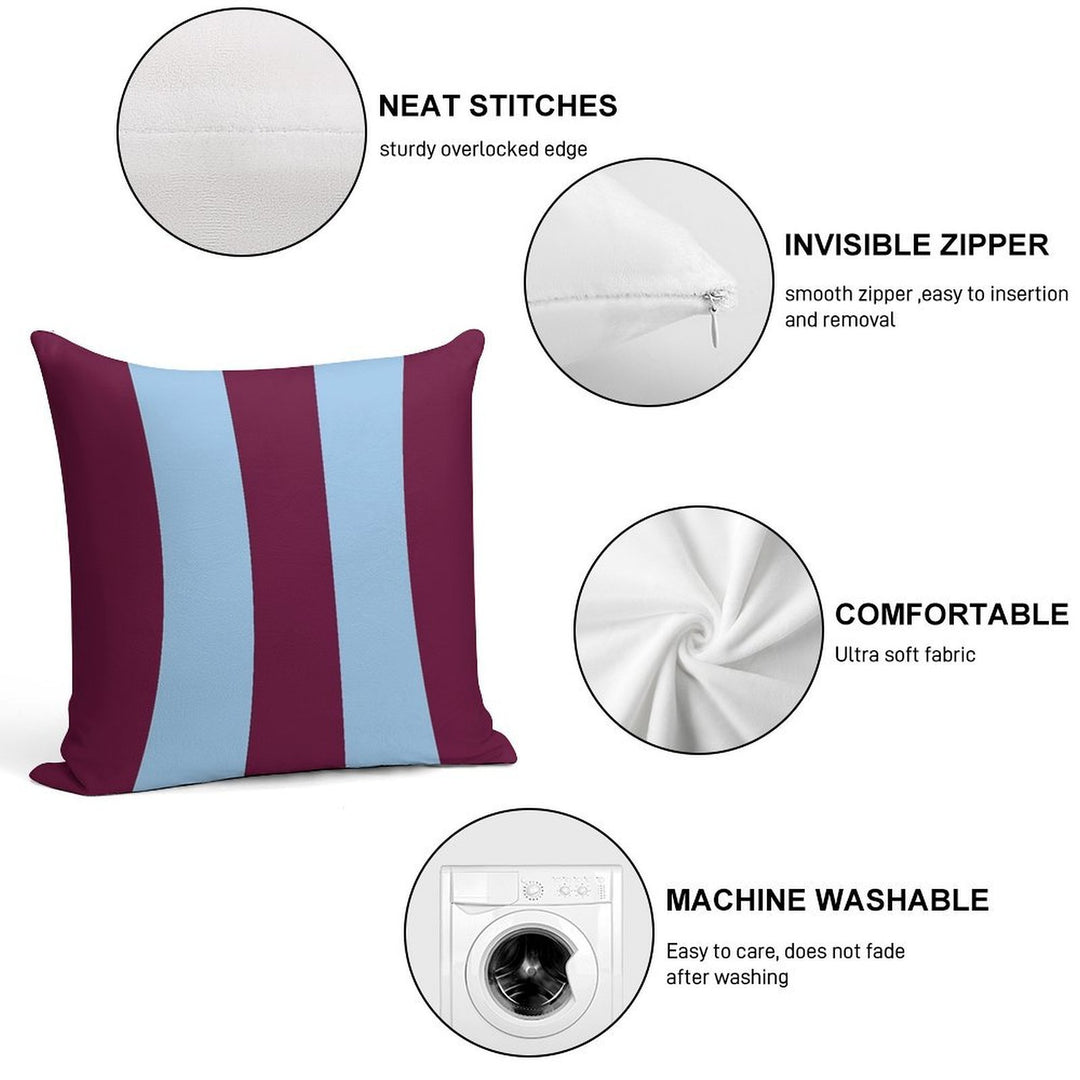 Aston Villa Retro 2000 Claret And Blue Home Striped Soft Short Plush Fabric Throw Pillow