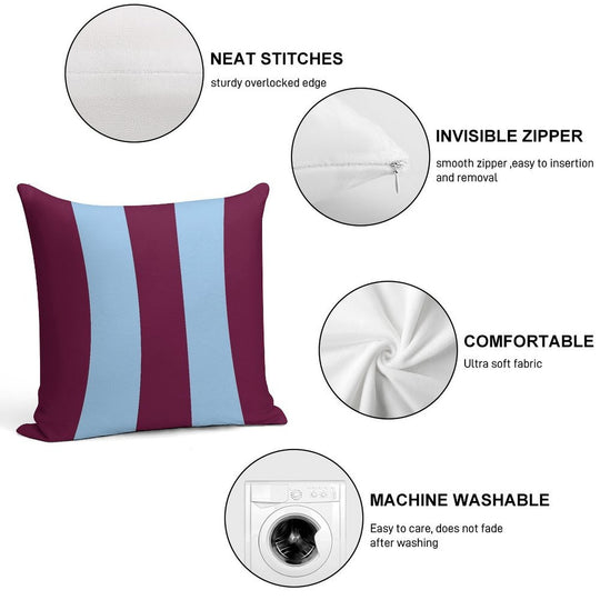 Aston Villa Retro 2000 Claret And Blue Home Striped Soft Short Plush Fabric Throw Pillow