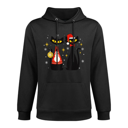 Mid Century Modern Look Cats Christmas Retro 50s 60s Xmas Durable Construction Hoodie