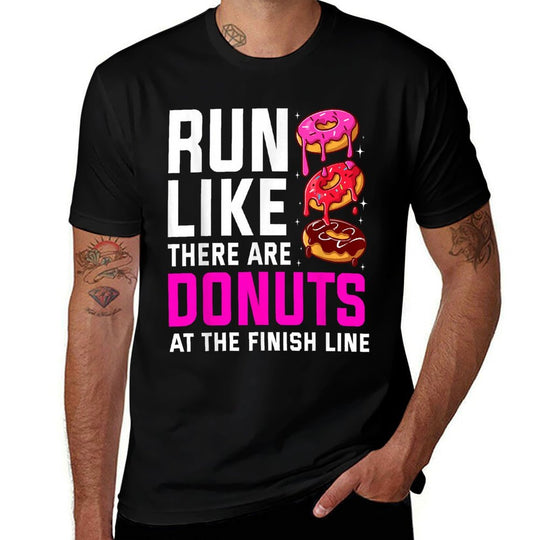 Funny Running For Men Women Donut Finish Line Marathon  Summer-ready Fabric T-Shirt