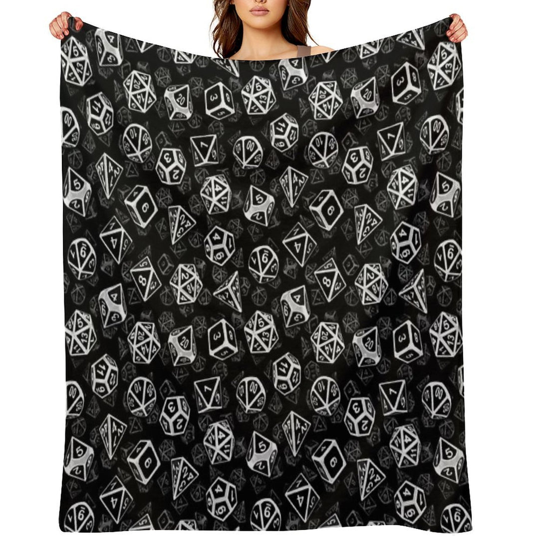 D20 Dice Set Pattern (White) Quick-dry Throw Blanket