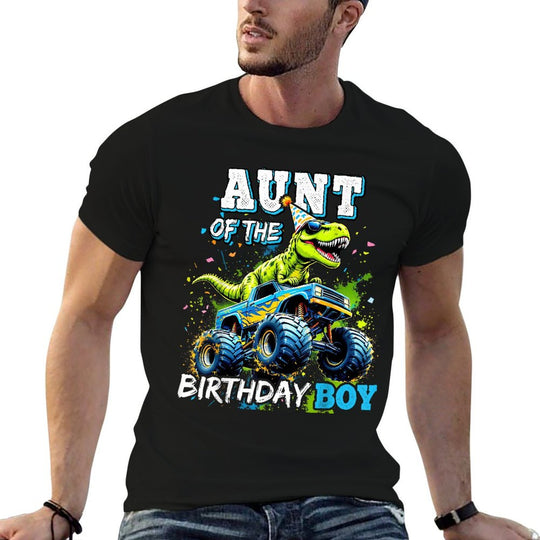 Aunt of The Birthday Boy Monster Truck Dinosaur Party T Rex  Quick-drying T-Shirt