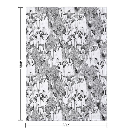 Just Goats Black White Durable Throw Blanket