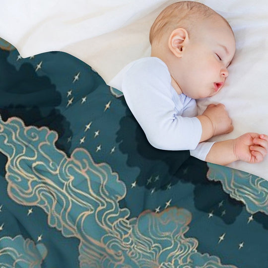 Clouds And Stars {Golden And Blue} Comfort Throw Blanket