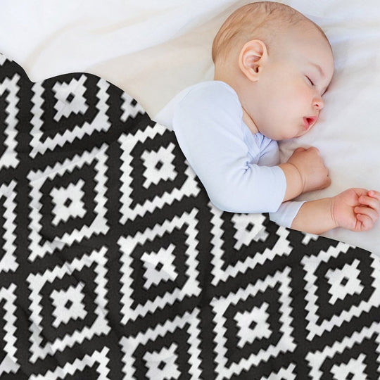 Aztec - White on Black Eco-conscious Throw Blanket