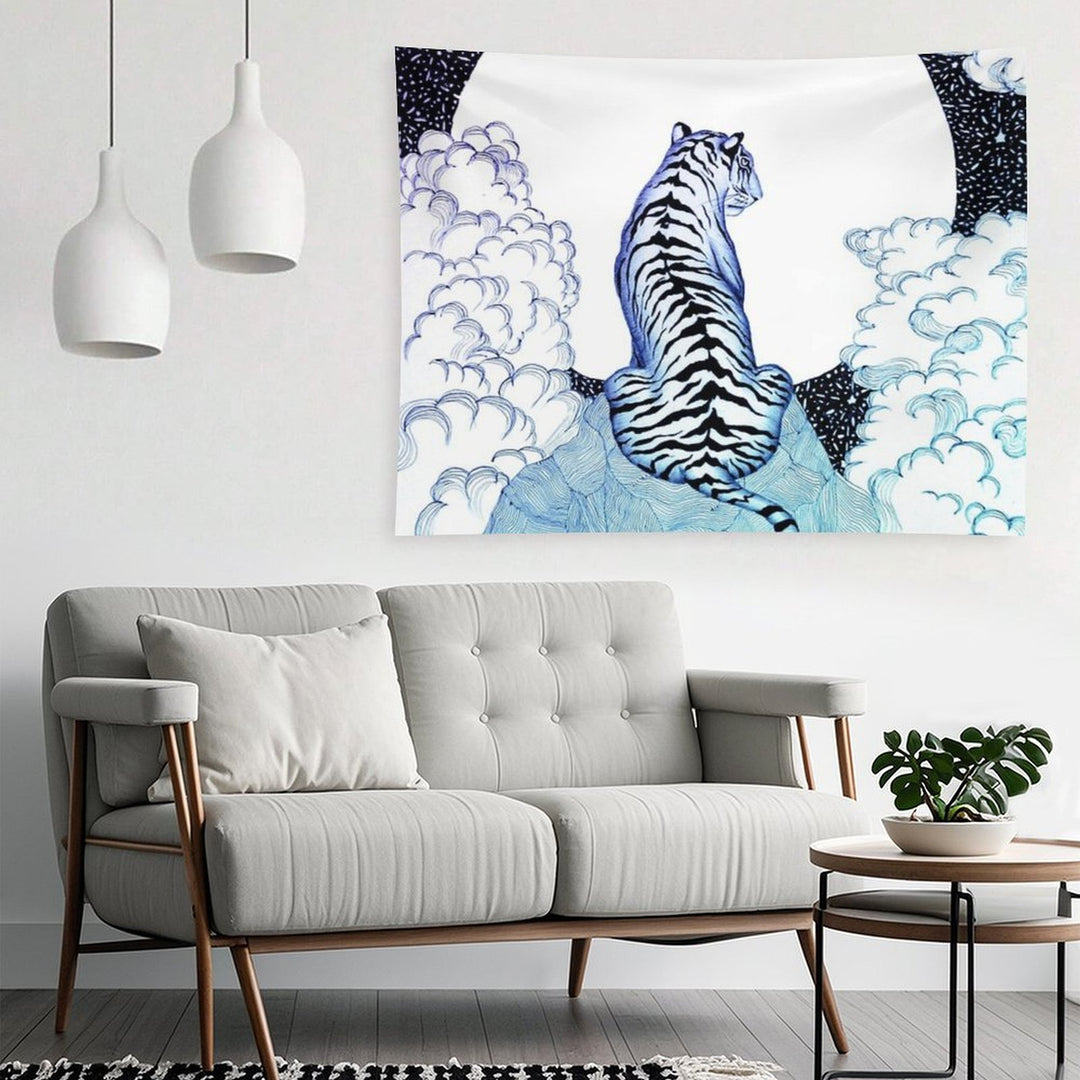 Ombre Tiger Moon Tapestry
