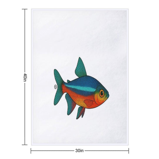Neon Tetra Fish Japanese Style - Amazon Fish - Cardinal Tetra Easy Care Throw Blanket
