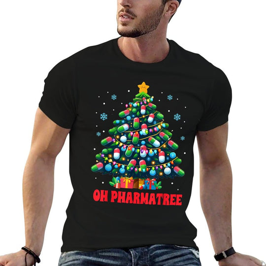 Pharmacy Tech Merry Christmas Xmas - Unisex Adults - Black - Small - - Christmas Pharmacy Tech  Heathered Texture T-Shirt