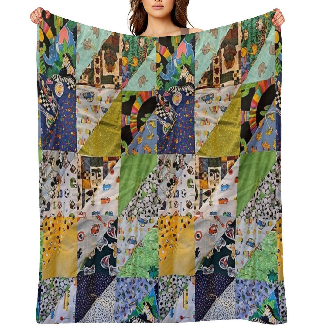 Kids Colorful Animal Funky And Fun Easy Care Throw Blanket