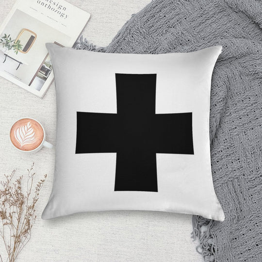 Swiss Cross in Black Soft Style Accent Throw Pillow
