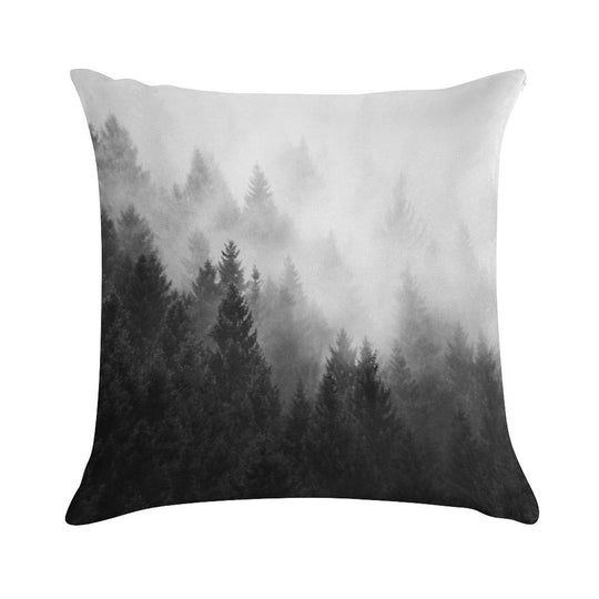 I Love You But I Have Chosen Darkness  Misty Romantic Retro Fall Wilderness Fairytale Forest With Trees Covered In Magic Fog S Soft Home Decor Throw Pillow