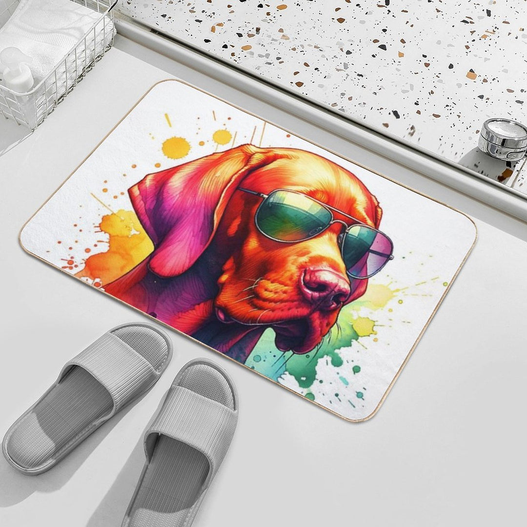 Watercolor Viszla Wearing Sunglasses  Multi-Purpose Bath Mat