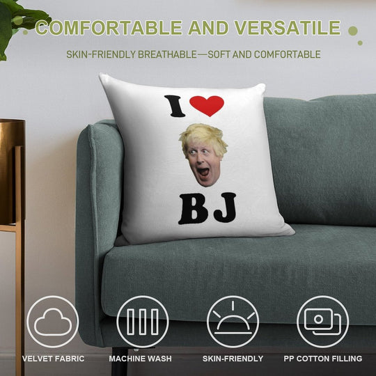 I Love BJ Soft High-Density Material Throw Pillow