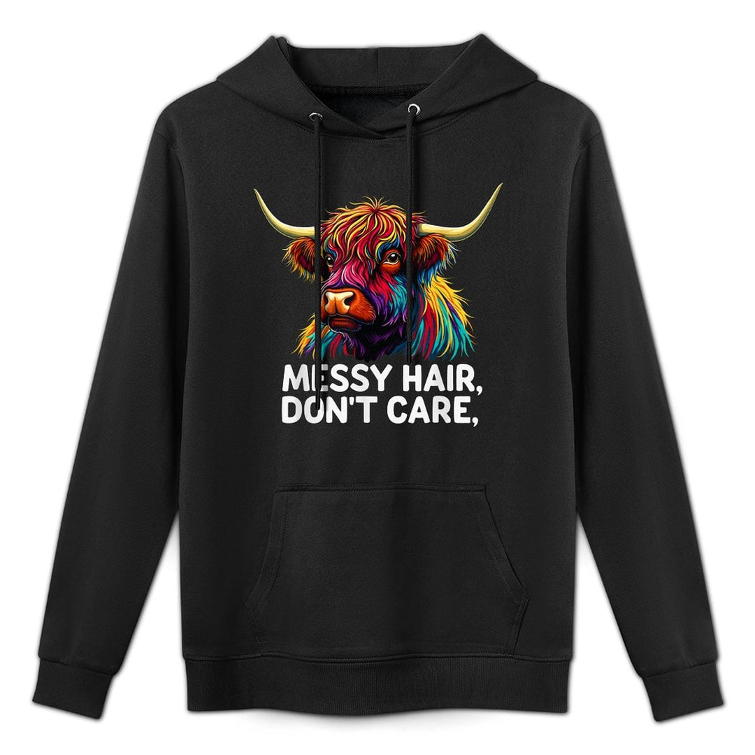 Highland Cow Messy Hair Colorful Breathable Fabric Hoodie