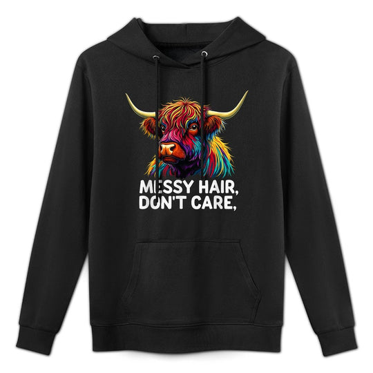 Highland Cow Messy Hair Colorful Breathable Fabric Hoodie