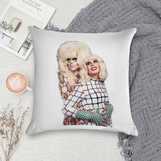 Trixie And Katya Couple Pose Soft Luxury Feel Throw Pillow