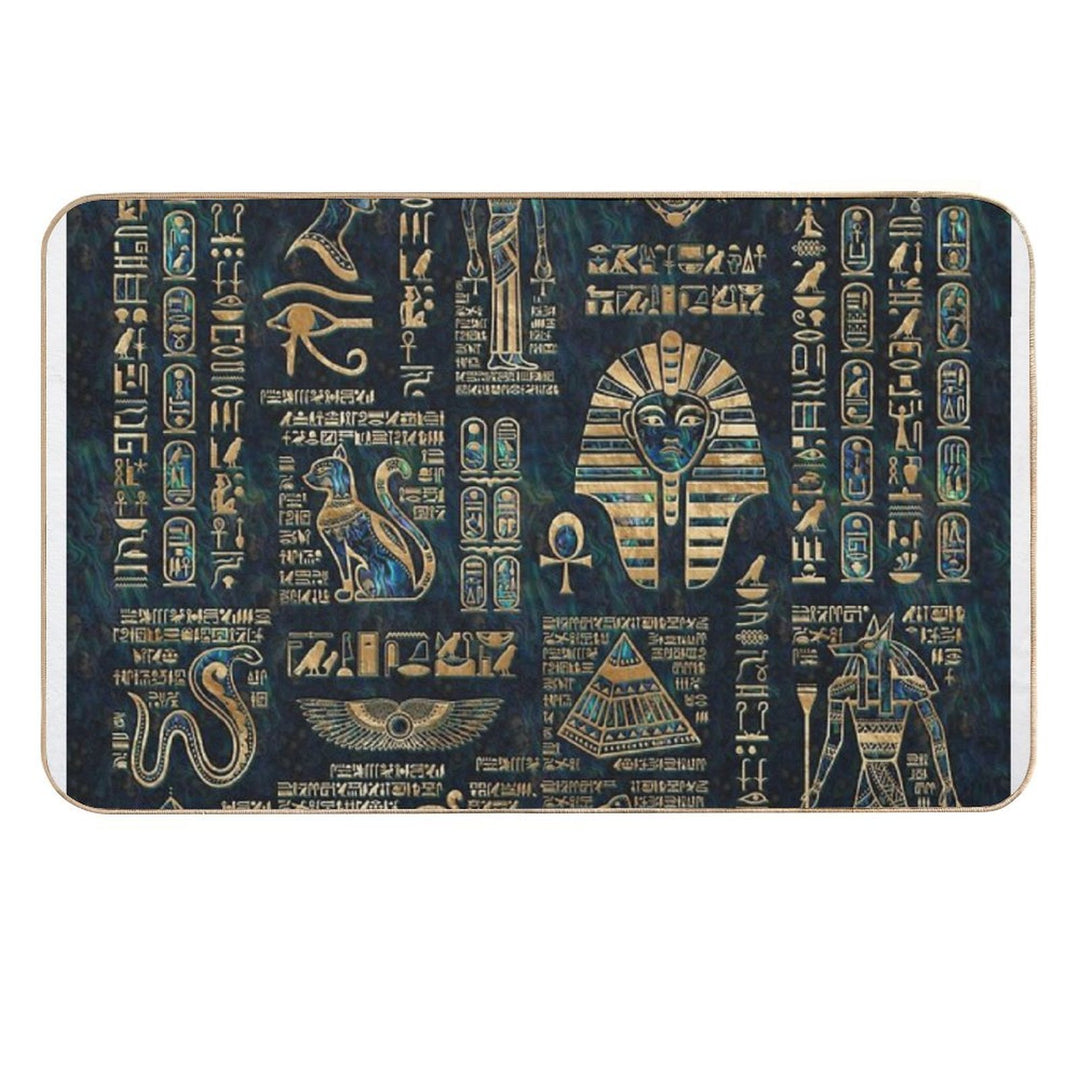 Egyptian Hieroglyphs And Deities -Abalone And Gold  Repositionable Bath Mat