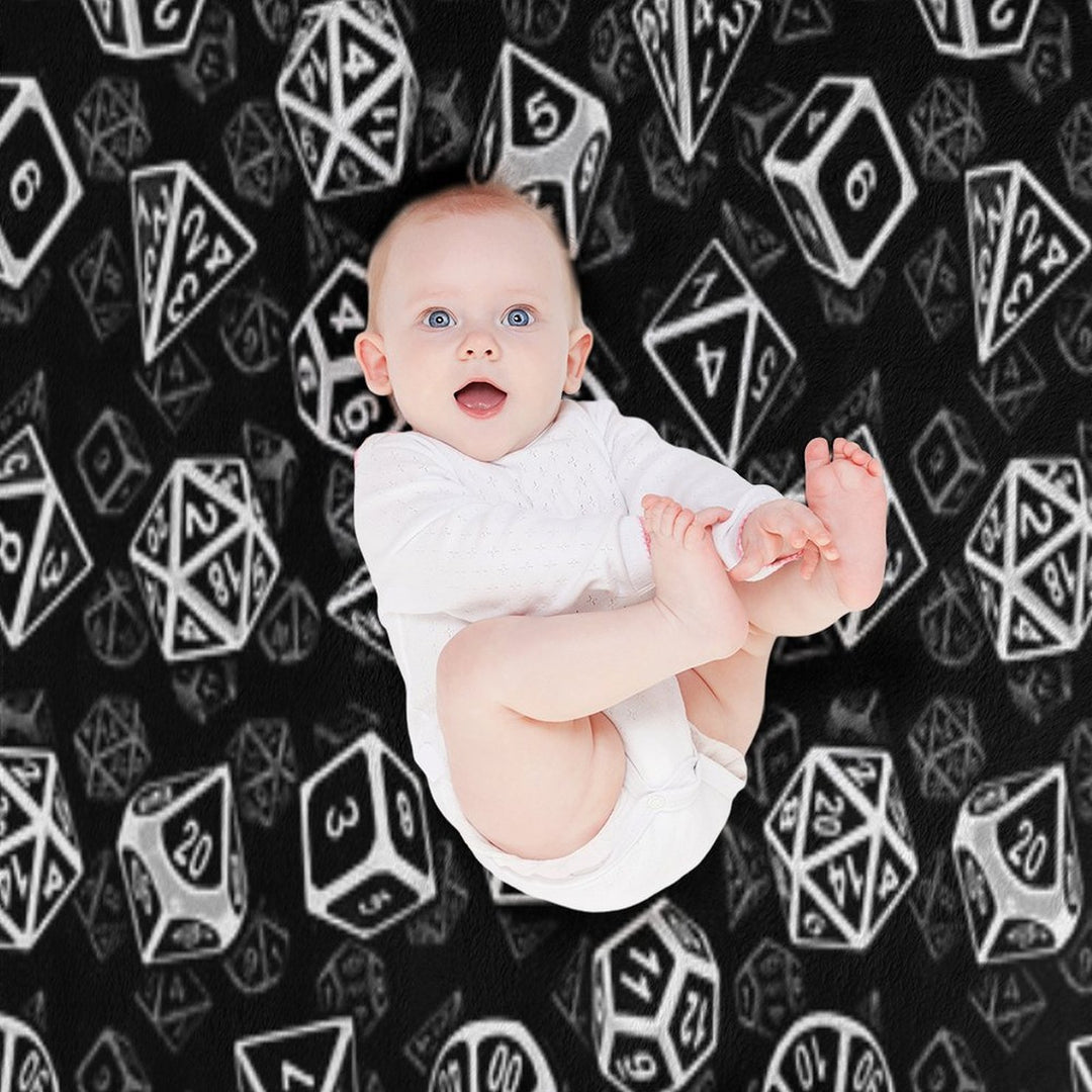 D20 Dice Set Pattern (White) Quick-dry Throw Blanket