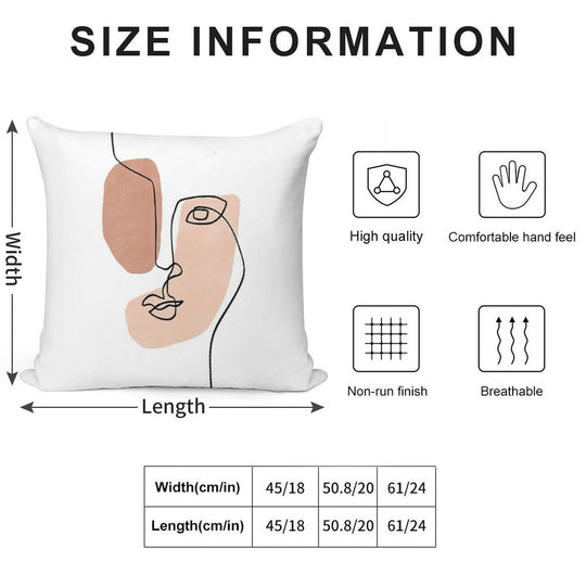 Abstract Face III - Line Art Soft Home Decor Throw Pillow