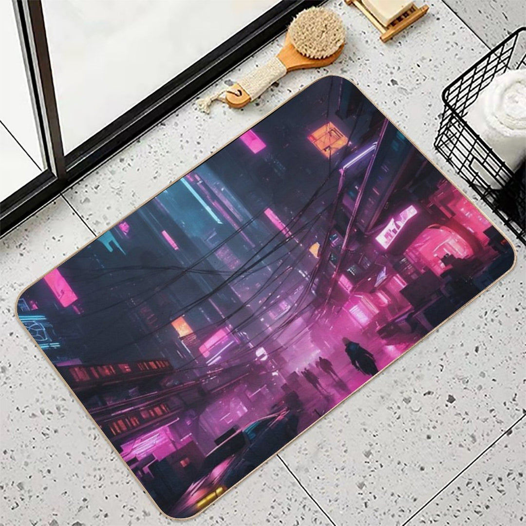 Cyberpunk Night City Art #1  Long-Lasting Bath Mat